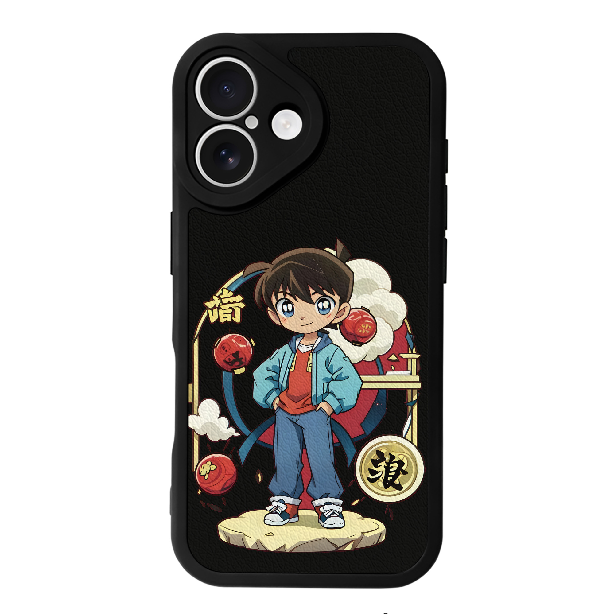 （画像用） 名探偵コナン 江戸川 コナン Detective Conan Conan Edogawa 【iPhone 16シリーズ対応】シリコンスマホケース（レザー調） 材質：シリコン